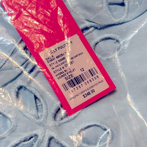 NWT Lilly Pulitzer Sz 12 Zia Eyelet Midi Shirtdress in Hydra Blue Soiree Eyelet - Picture 8 of 8